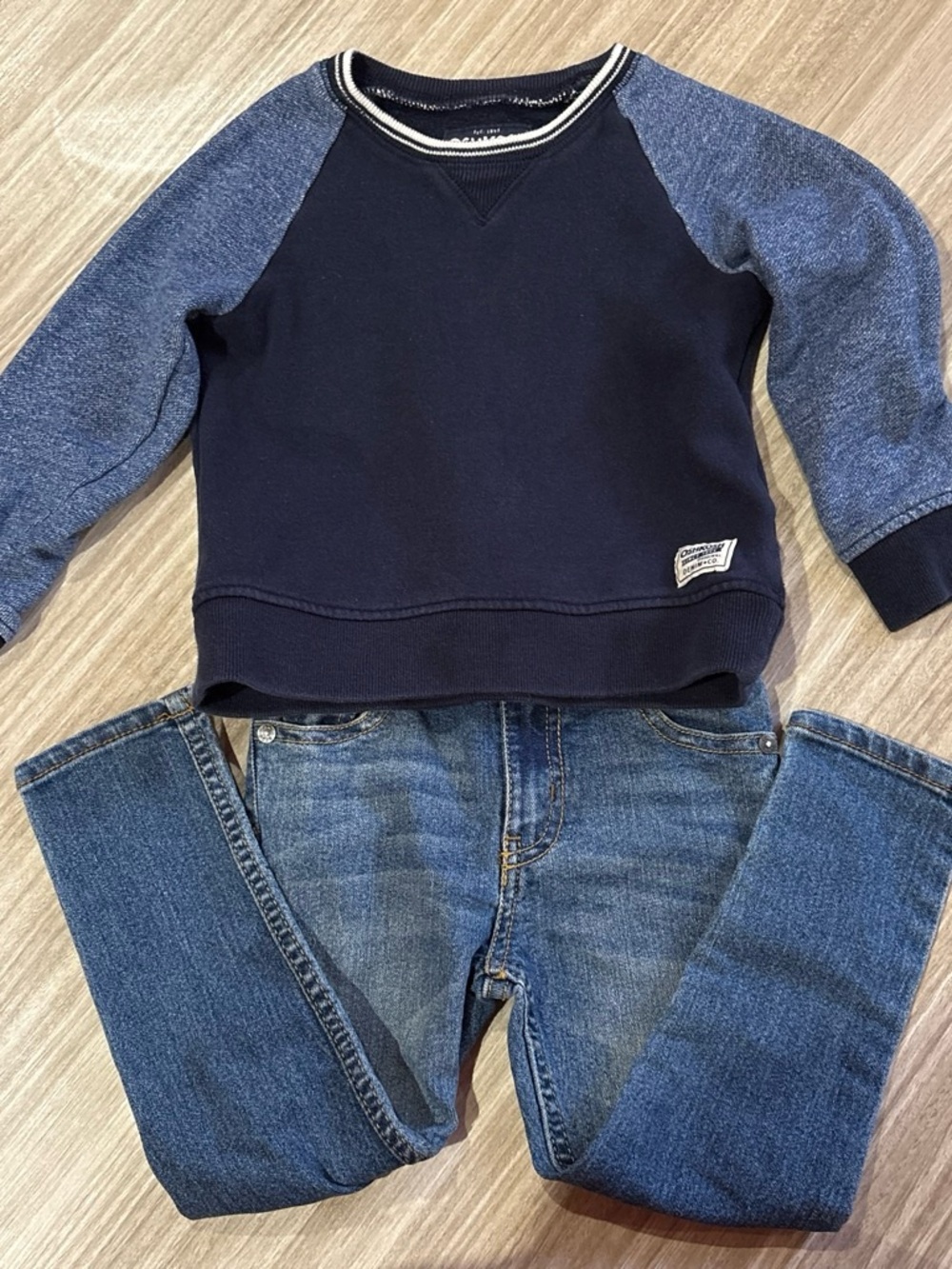 OshKosh B'gosh Navy Sweatshirt with Heather Blue Raglan Sleeves